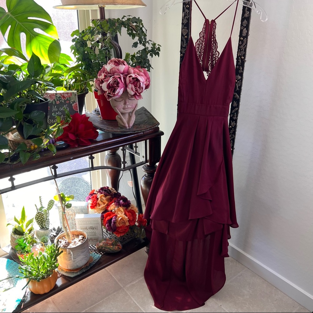 Windsor Hi Low Lace Back Formal Prom Bridesmaid Wedding Dress